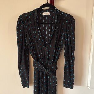 ALC belted printed midi dress